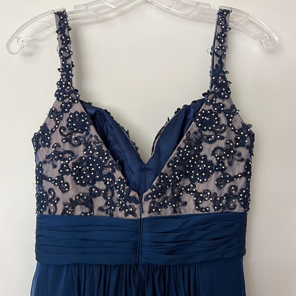 La Femme Blue prom dress with beaded top size 6 - Picture 3 of 5